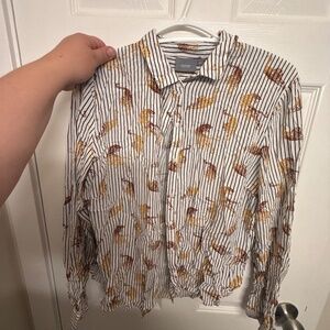 Tiger stripes black and white button up shirt